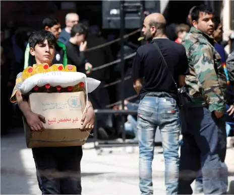  ?? Reuters ?? Millions of people in north-west Syria depend on deliveries from the World Food Programme for survival