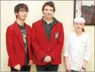  ??  ?? Top, from left, Ulster BOCES students Christophe­r Garrison and Christophe­r Osterhoudt, both of Kingston High School; and Angelina Violante of Wallkill High School. Bottom, from left, Ethan Torres and Moshe Katzin-Nystrom, both of New Paltz High School;...