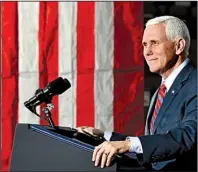  ?? AP/TIMOTHY D. EASLEY ?? Vice President Mike Pence, speaking Saturday in Louisville, Ky., said the “top priority” for Congress and the White House is “to make sure the Obamacare nightmare is about to end.”