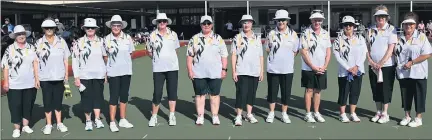  ??  ?? FINALISTS: The Wimmera team that finished runner-up in Victorian Women’s Region Sides Championsh­ips. They are, from left, Thelma Moresi, Margaret Kelly, Elaine Fuller, Betty Cozens, Debbie Lowe, Karen Brennan, Loma Wallis, Edna Anderson, Angela Hodgetts, Janet Arnold, Ellen Werry and Carmel Officer.