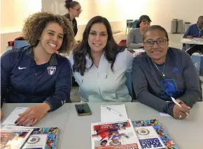  ?? Photo: Weightlift­ing Fiji ?? Della Shaw-Elder (right) in Halmstad, Sweden during the IWF Female Trainthe-Trainer programme.