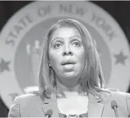  ?? MARY ALTAFFER/AP ?? New York Attorney General Letitia James has sent ceaseand-desist letters to two companies that are selling do-ityourself rape kits to sexual assault survivors.