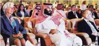  ?? PHOTO:REUTERS ?? Prince Mohammad bin Salman at the Saudi investment conference with Christine Lagarde ( left), managing director of IMF, and Masayoshi Son ( right), CEO of SoftBank, in 2017