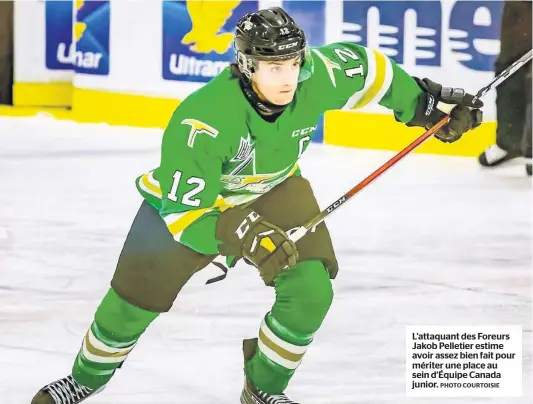  ?? PHOTO COURTOISIE ?? L’attaquant des Foreurs Jakob Pelletier estime avoir assez bien fait pour mériter une place au sein d’Équipe Canada junior.