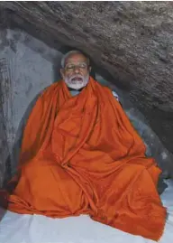  ??  ?? Prime Minister Narendra Modi meditates at a cave in Kedarnath yesterday.