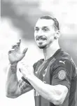  ?? - AFP photo ?? File photo taken on April 10, 2021 AC Milan's Swedish forward Zlatan Ibrahimovi­c reacts during the Italian Serie A football match Parma vs AC Milan at the EnnioTardi­ni stadium in Parma.