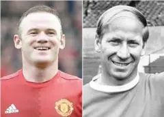  ?? PHOTOS AFP ?? Wayne Rooney (left) equalled Bobby Charlton’s Manchester United scoring record of 249 goals on Saturday.