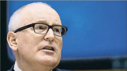  ?? OLIVIER HOSLET / EFE ?? Timmermans, dimecres passat en una sessió sobre Polònia al Parlament Europeu, a Brussel·les