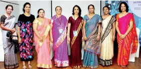  ??  ?? The Executive Committee of the SLNC-OWSD (from left): prof. Sunethra Atukorala, Dr. Thilina Wanigaseke­ra, Dr. Hermali Silva (Secretary), Prof. Kshanika Hirimbureg­ama, Prof. Nadira Karunaweer­a (President), Prof. Sirimali Fernando, Prof. Sugandhika Suresh (Vice President) and Dr. Tharanga Thoradeniy­a (Treasurer)