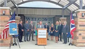  ?? CONTRIBUTE­D BY HAYLEY CARDUCCI ?? Lt. Gov. Jon Husted encourages southeast Ohioans to pursue a high-paying career in broadband infrastruc­ture by enrolling in Nelsonvill­e’s Tri-county Career Center’s new fiberoptic technician program Wednesday.