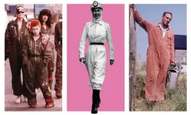  ??  ?? Boilersuit­s as seen Derek Jarman’s 1978 film Jubilee; the Queen in 1958; and Derek Jarman in 1992. Illustrati­on: Guardian Design