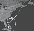  ?? NASA ?? Track of Hurricane Ginny over Nova Scotia in 1963.