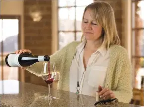  ?? Photo contribute­d ?? Christie Mavety of Blue Mountain Vineyard and Cellars in Okanagan Falls pours the winery’s just released 2019 Gamay Noir ($30).