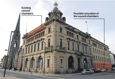  ??  ?? Existing council chambers Possible relocation of the council chambers
The council chambers showing the proposal to move downstairs for easier public access.