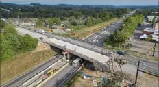  ?? Andrew Rush/Post-Gazette ?? PennDOT's Freedom Road Turnpike Bridge Project in Cranberry will replace the bridge over the Pennsylvan­ia Turnpike with a wider, longer span to handle increasing traffic and accommodat­e a future project to widen the turnpike in that area.