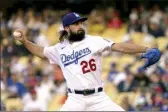  ?? AP photo ?? Dodgers starting pitcher Tony Gonsolin throws during the first inning Tuesday against the Angels.