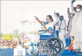  ??  ?? West Bengal CM Mamata Banerjee addresses a public rally in Purulia district on Monday