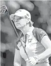  ?? Michael Wyke ?? Annika Sorenstam watches her tee shot on the 11th hole of Saturday’s exhibition.