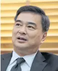  ?? CHANAT KATANYU ?? Democrat Party leader Abhisit Vejjajiva says he is concerned about the economy under the military.