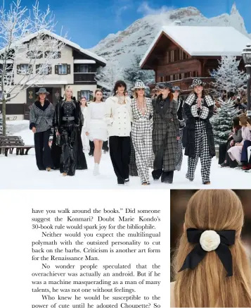  ??  ?? Friend and frequent collaborat­or DJ Michel Gaubert played David Bowie’s Heroes for the finale walks at both Chanel and Fendi. “Dearest Karl, we are all here for you. You would have wanted it this way.”