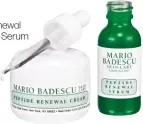  ??  ?? Peptide Renewal Cream and Serum by