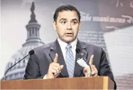  ?? KEVIN DIETSCH Getty Images/TNS ?? U.S. Rep. Henry Cuellar, D-Texas, and his wife are accused in 14 federal charges of participat­ing in schemes involving bribery, illegal foreign influence and money laundering.