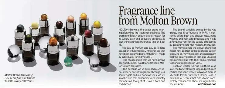  ??  ?? Molten Brown launching Eau de Parfum and Eau de Toilette luxury collection.