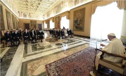  ?? Photograph: Vatican Media/Ansa/Zuma Press/Rex/Shuttersto­ck ?? Pope Francis in the Vatican City on Friday. During a speech he talked about ‘the heartbreak­ing scream for help from our Ukrainian brothers’.