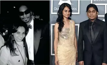  ??  ?? Tanvi Shah with rapper Snoop Dogg (left), and with A.R. Rahman at the Grammy Awards