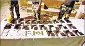  ?? ?? BSF and Punjab Police seized a big cache of arms and ammunition­s, at BS Fence in Amritsar on Tuesday.