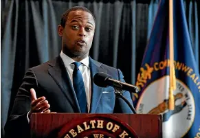  ?? AP ?? Kentucky Attorney General Daniel Cameron addresses the media following the return of a grand jury investigat­ion into the death of Breonna Taylor, in Frankfort, Kentucky.