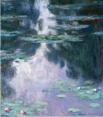  ??  ?? Left: Water Lilies (Nympheas) 1907 (oil on canvas) by Monet, Claude (1840-1926); 92.1x81.1 cm; Museum of Fine Arts, Houston, Texas, USA; Gift of Mrs Harry C. Hanszen. © www.bridgemana­rt.com