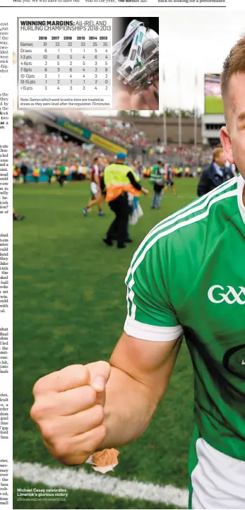  ?? STEPHEN MCCARTHY/SPORTSFILE ?? Michael Casey celebrates Limerick’s glorious victory