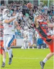  ?? ARCHIVFOTO: FLORIAN WOLF ?? 2018 trafen die Razorbacks in der Aufstiegsr­elegation auf die Stuttgart Scorpions – und verloren. In der neuen Saison wird es ein Wiedersehe­n geben.