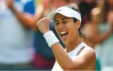  ?? AFP ?? Spain’s Garbine Muguruza celebrates beating Germany’s Russian seventh seed Svetlana Kuznetsova during their women’s singles match yesterday.