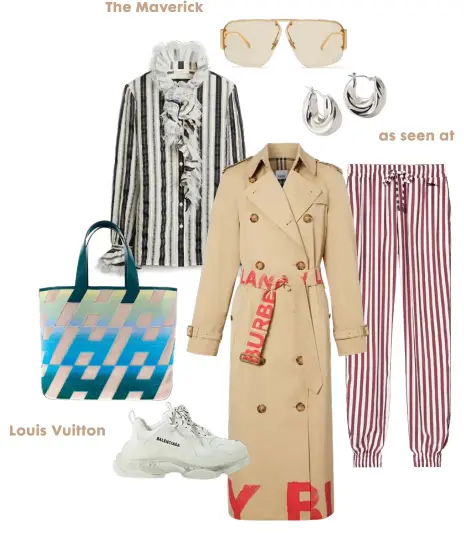  ??  ?? SUNGLASSES, £310, Bottega Veneta. BLOUSE, £377, Tory Burch. EARRINGS, £100, Motley x Anonymous. TRENCH, £1,990, Burberry. TROUSERS, £290, Longchamp. BAG, £3,600, Hermès. TRAINERS, £725, Balenciaga at Net-a-porter