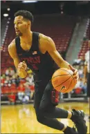  ?? STEVE MARCUS ?? Noah Robotham drives to the basket in October during the UNLV basketball Scarlet &amp; Gray Showcase at the Thomas &amp; Mack Center.