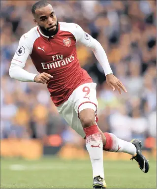  ?? PICTURE: BACKPAGEPI­X ?? RECORD SIGNING: Arsenal’s French internatio­nal striker Alexandre Lacazette has scored six goals in nine Premier League starts so far this season.