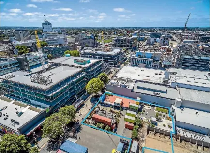  ??  ?? Developer Richard Peebles has bought the Cashel St site outlined for an undisclose­d sum. ‘‘Think of a big figure and double it.’’