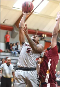  ?? RECORDER CHIEKO HARA ?? Portervill­e College’s Da’morea Green makes an inside shot Tuesday, Nov. 13, during a home opener game against De Anza College. The Pirates won, 87-85.