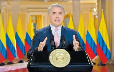  ?? EFE ?? Presidente Iván Duque durante la transmisió­n de su mensaje en la Asamblea de la ONU.