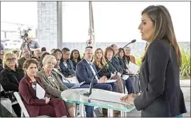  ?? PHOTOS BY ROD THORNBURG / FOR THE CALIFORNIA­N ?? CEO Dr. Olga Meave tells Thursday’s audience how Clinica Sierra Vista will use more than $2 million granted to it by Kern Health Systems.