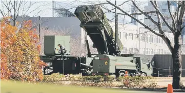  ??  ?? A Japan Self-Defence Forces soldier works at a unit of Patriot Advanced Capability-3 (PAC-3) missiles at the Defence Ministry in Tokyo, Japan in this file photo. — Reuters photo