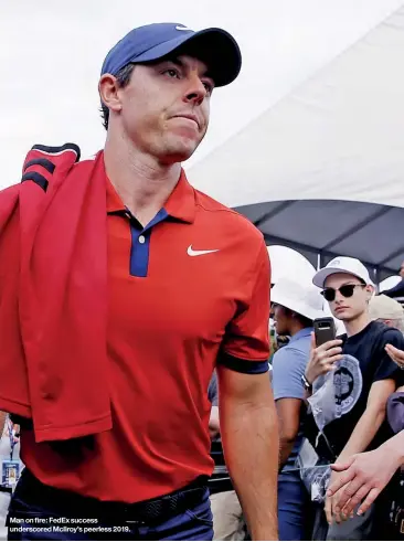  ??  ?? Man on fire: Fedex success underscore­d Mcilroy’s peerless 2019.