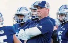  ?? Kevin M. Cox/Contributo­r ?? Rice coach Mike Bloomgren has increased the Owls’ win total in each of his full seasons at the helm, going 5-8 last season.