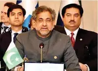  ?? APP ?? Prime minister Shahid khaqan abbasi addresses the oIC summit in Istanbul, Turkey. —