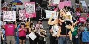  ?? COLUMBUS DISPATCH ?? Liz Brown, Columbus City Councilwom­an, addresses the large crowd in support of the Planned Parenthood Advocates of Ohio “Ban Off Our Bodies” rally at the Ohio Statehouse on Saturday.