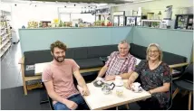  ??  ?? Jacob, Pat and Phillipa in the new cafe at The Pantry Door.