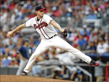  ?? MIKE ZARRILLI / GETTY IMAGES ?? Braves pitcher Brandon McCarthy has held teams to fewer than five hits twice in his last 10 starts but he’s also given up four or more runs five times in that stretch, leading to speculatio­n he’s bullpen-bound.