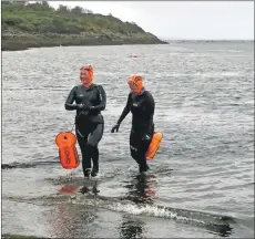  ??  ?? Nicola Grieve from Lochleven swam both legs of the Corran narrows swim, to and from Ardgour.
